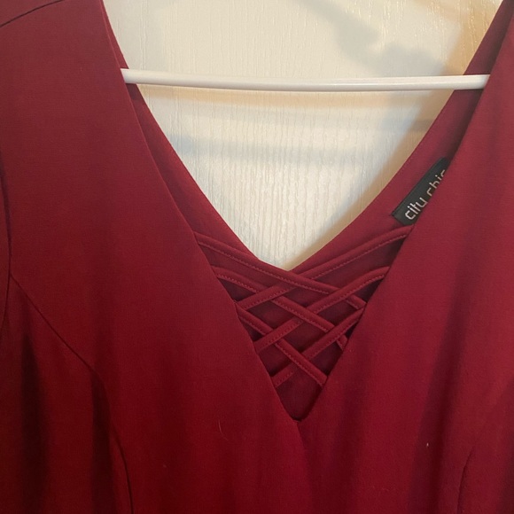 City Chic Red 3/4 Sleeved Retro Swing Dress - Picture 4 of 6